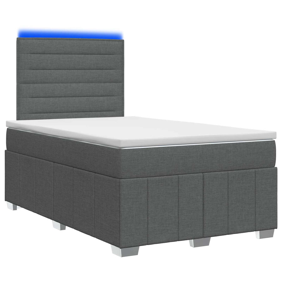 LED Boxspring Bed met Matras Donkergrijs 120 x 190 cm Stof