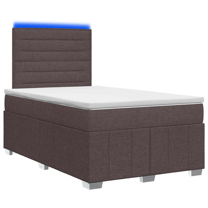 LED Boxspring Bed met Matras Donkerbruin 120 x 190 cm Stof