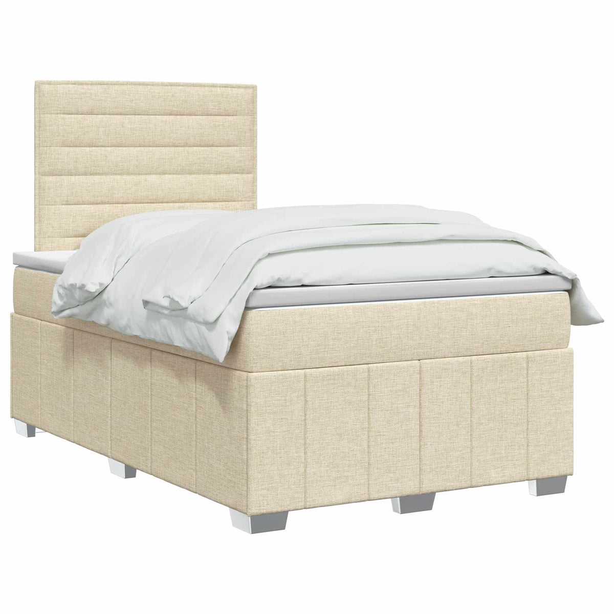 LED Boxspring Bed met Matras Crèmekleurig 120 x 190 cm Stof