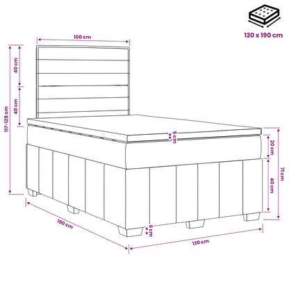 LED Boxspring Bed met Matras Crèmekleurig 120 x 190 cm Stof