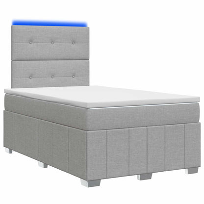 LED Boxspring Bed met Matras Lichtgrijs 120 x 190 cm Stof