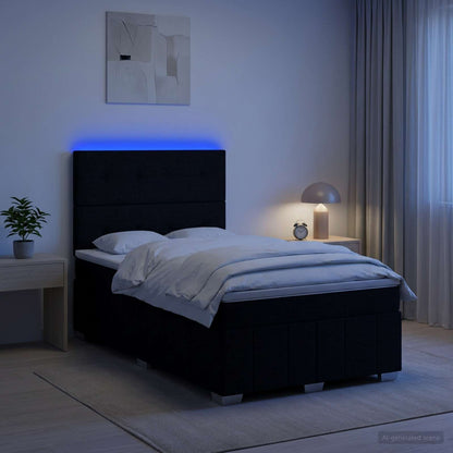 LED Boxspring Bed met Matras Zwart 120 x 190 cm Stof