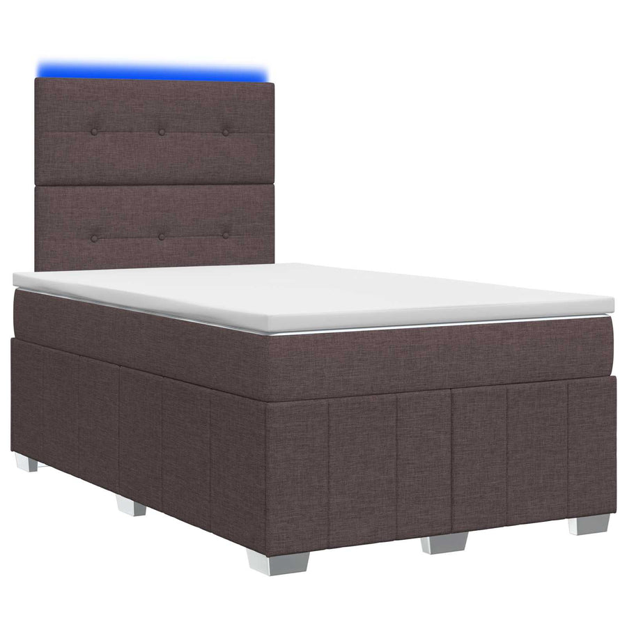 LED Boxspring Bed met Matras Donkerbruin 120 x 190 cm Stof