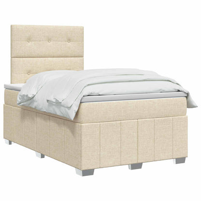 LED Boxspring Bed met Matras Crèmekleurig 120 x 190 cm Stof