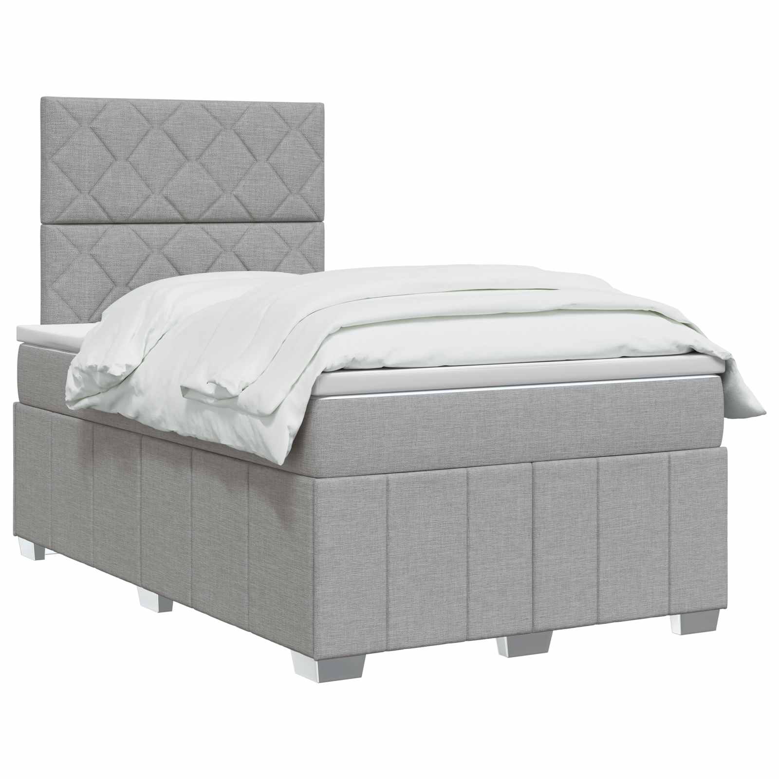 LED Boxspring Bed met Matras Lichtgrijs 120 x 190 cm Stof