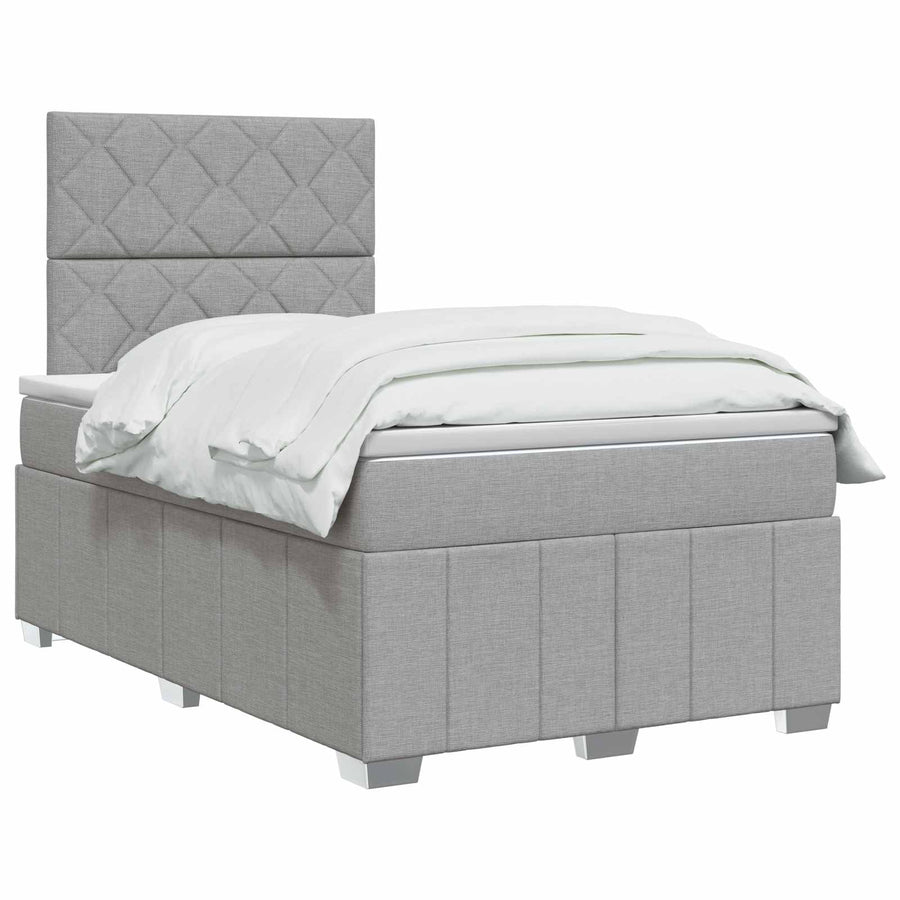 LED Boxspring Bed met Matras Lichtgrijs 120 x 190 cm Stof