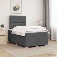 LED Boxspring Bed met Matras Donkergrijs 120 x 190 cm Stof