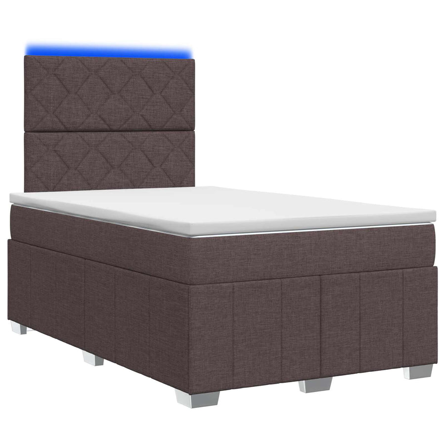 LED Boxspring Bed met Matras Donkerbruin 120 x 190 cm Stof