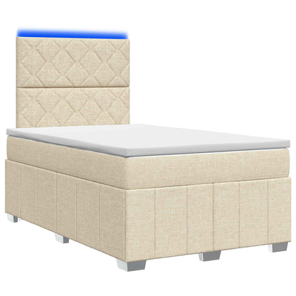 LED Boxspring Bed met Matras Crèmekleurig 120 x 190 cm Stof
