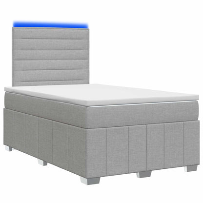 LED Boxspring Bed met Matras Lichtgrijs 120 x 200 cm Stof