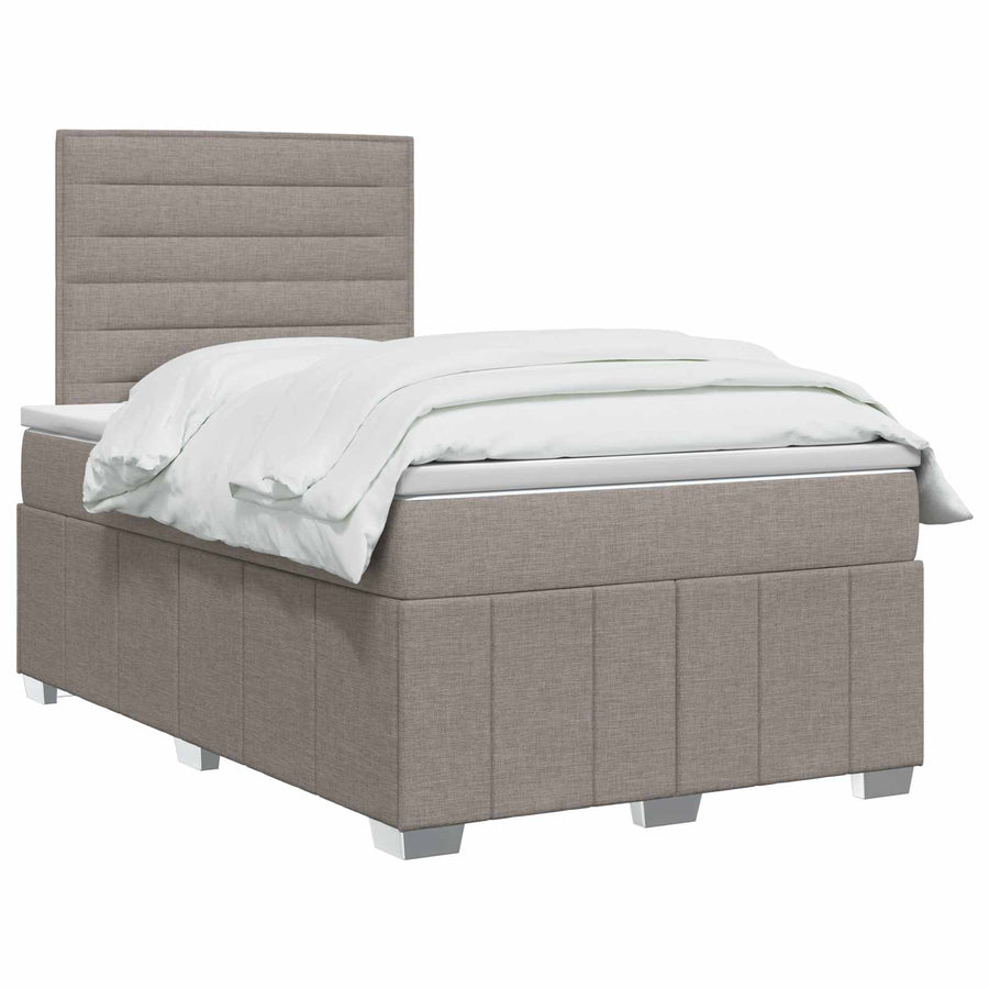 LED Boxspring Bed met Matras Taupe 120 x 200 cm Stof