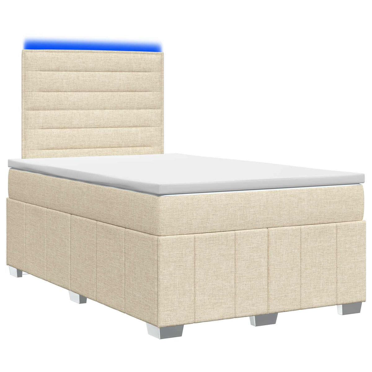 LED Boxspring Bed met Matras Crèmekleurig 120 x 200 cm Stof