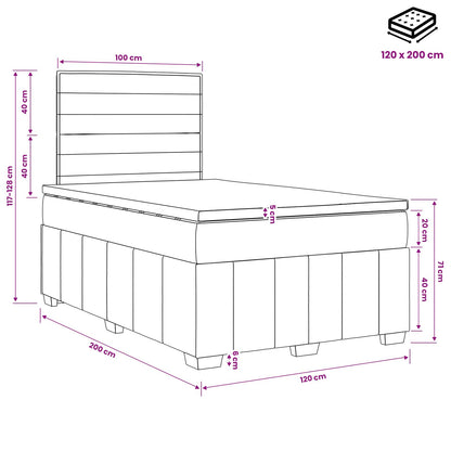 LED Boxspring Bed met Matras Crèmekleurig 120 x 200 cm Stof