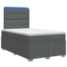 LED Boxspring Bed met Matras Donkergrijs 120 x 200 cm Stof