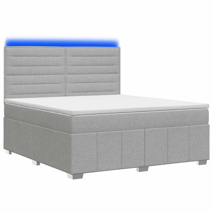 LED Boxspring Bed met Matras Lichtgrijs 140 x 190 cm Stof