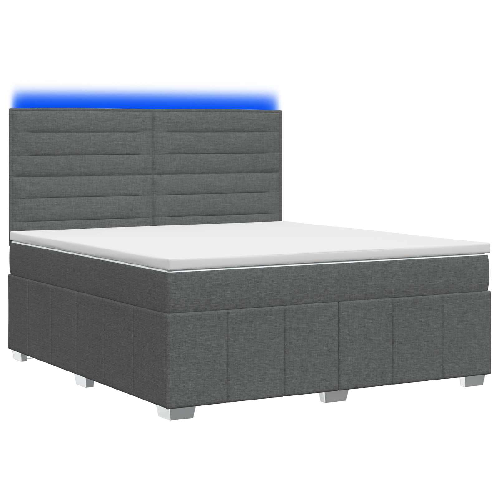 LED Boxspring Bed met Matras Donkergrijs 140 x 190 cm Stof