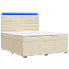 LED Boxspring Bed met Matras Crèmekleurig 140 x 190 cm Stof