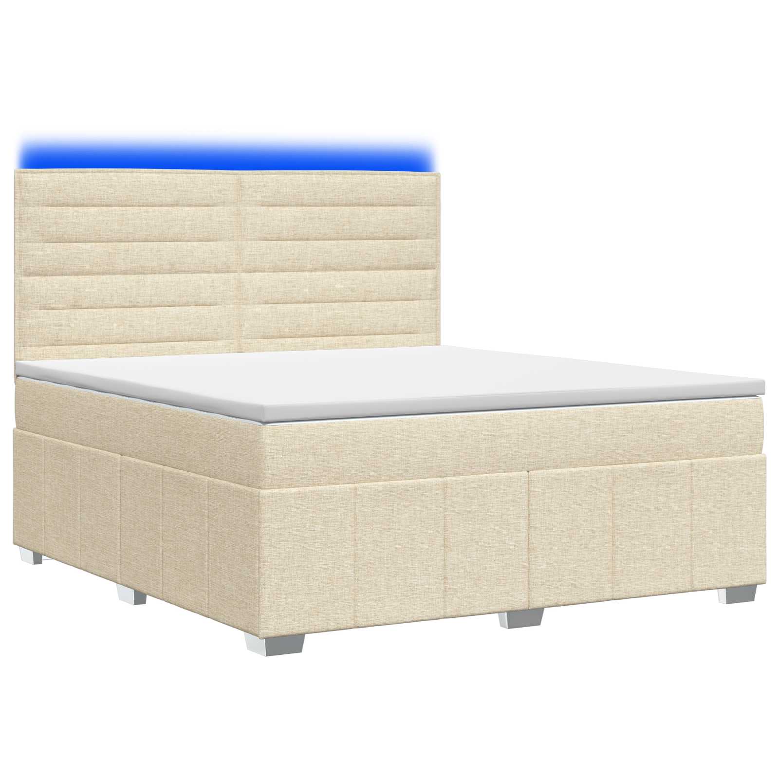 LED Boxspring Bed met Matras Crèmekleurig 140 x 190 cm Stof