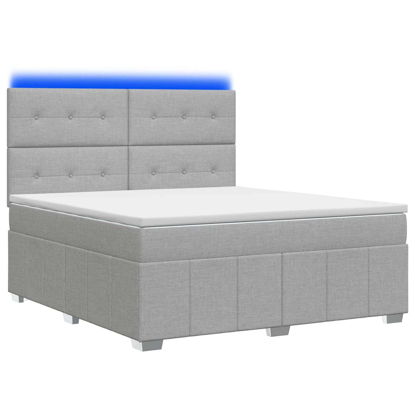LED Boxspring Bed met Matras Lichtgrijs 140 x 190 cm Stof