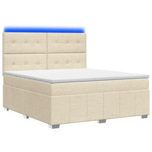LED Boxspring Bed met Matras Crèmekleurig 140 x 190 cm Stof