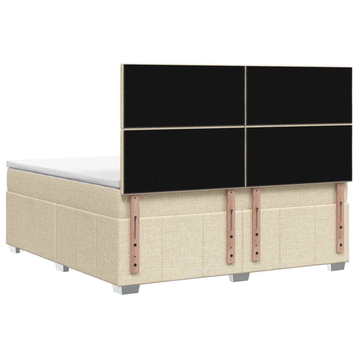 LED Boxspring Bed met Matras Crèmekleurig 140 x 190 cm Stof