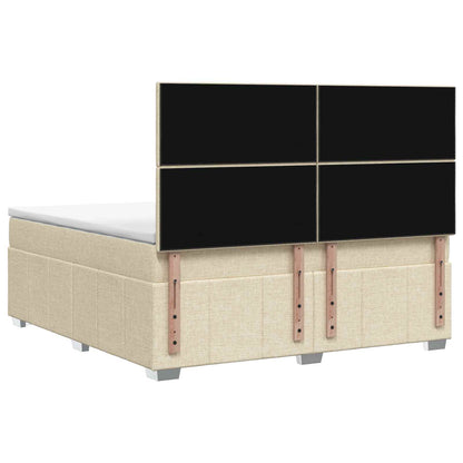LED Boxspring Bed met Matras Crèmekleurig 140 x 190 cm Stof