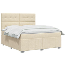 LED Boxspring Bed met Matras Crèmekleurig 140 x 190 cm Stof