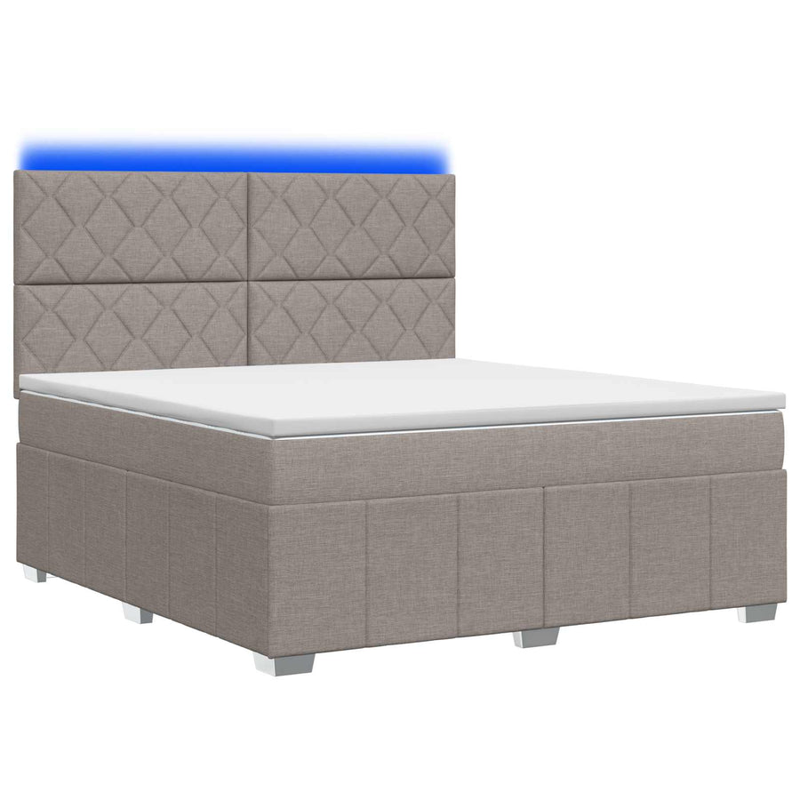 LED Boxspring Bed met Matras Taupe 140 x 190 cm Stof