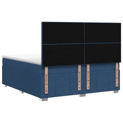 LED Boxspring Bed met Matras Blauw 140 x 190 cm Stof