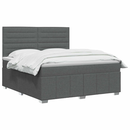 LED Boxspring Bed met Matras Donkergrijs 140 x 200 cm Stof