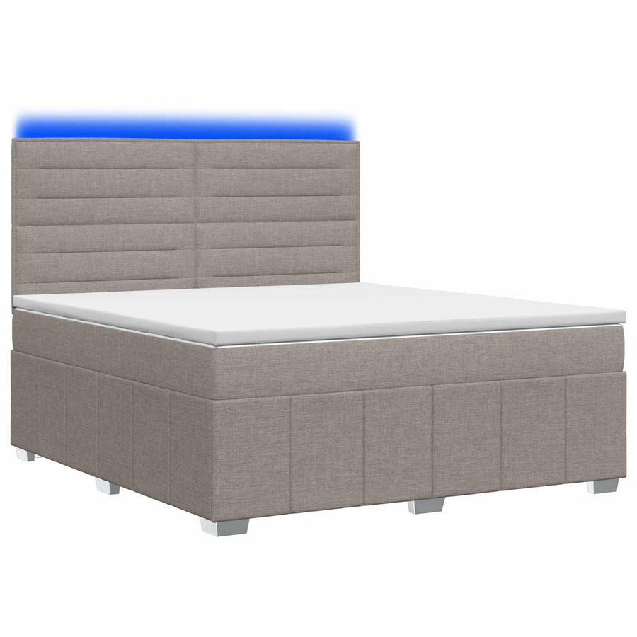 LED Boxspring Bed met Matras Taupe 140 x 200 cm Stof