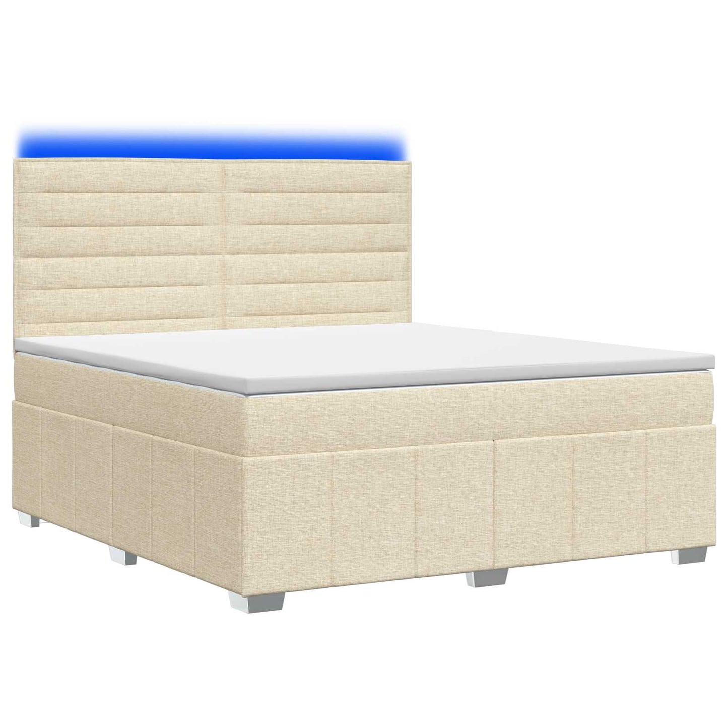 LED Boxspring Bed met Matras Crèmekleurig 140 x 200 cm Stof