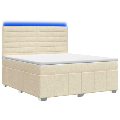 LED Boxspring Bed met Matras Crèmekleurig 140 x 200 cm Stof