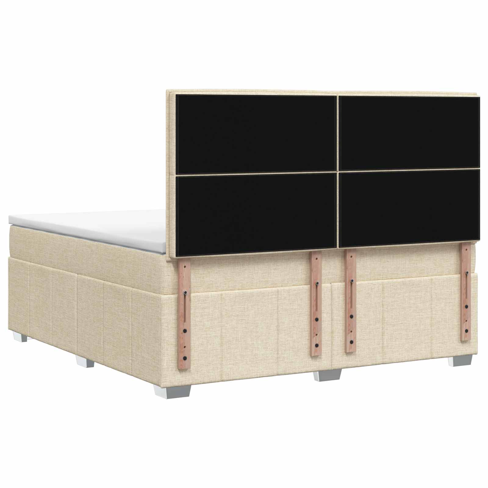LED Boxspring Bed met Matras Crèmekleurig 140 x 200 cm Stof