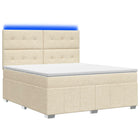 LED Boxspring Bed met Matras Crèmekleurig 140 x 200 cm Stof