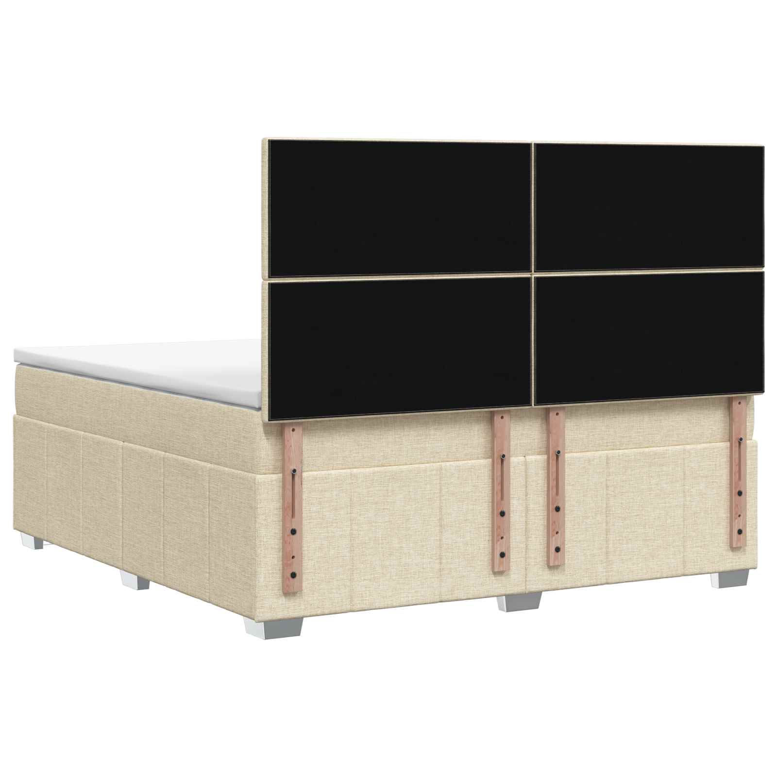 LED Boxspring Bed met Matras Crèmekleurig 140 x 200 cm Stof