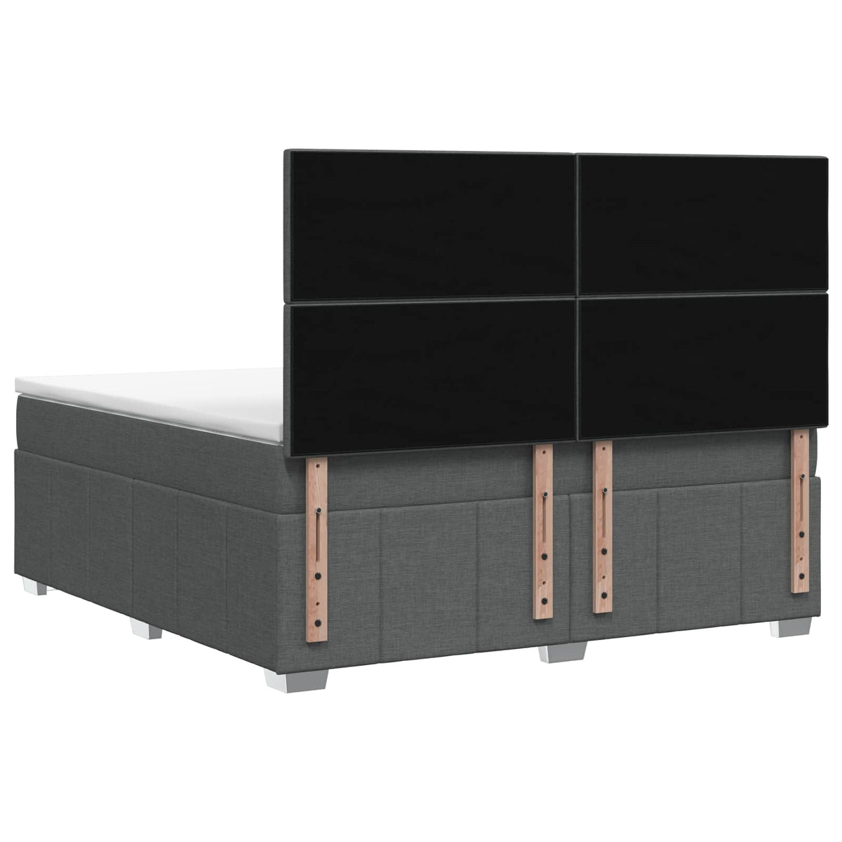 LED Boxspring Bed met Matras Donkergrijs 140 x 200 cm Stof