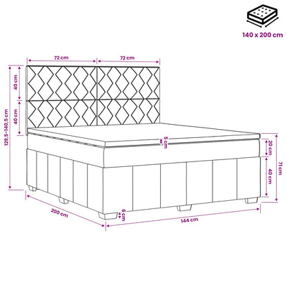 LED Boxspring Bed met Matras Donkergrijs 140 x 200 cm Stof
