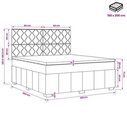 LED Boxspring Bed met Matras Donkergrijs 160 x 200 cm Stof