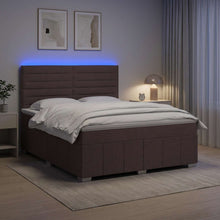 LED Boxspring Bed met Matras Donkerbruin 160 x 200 cm Stof