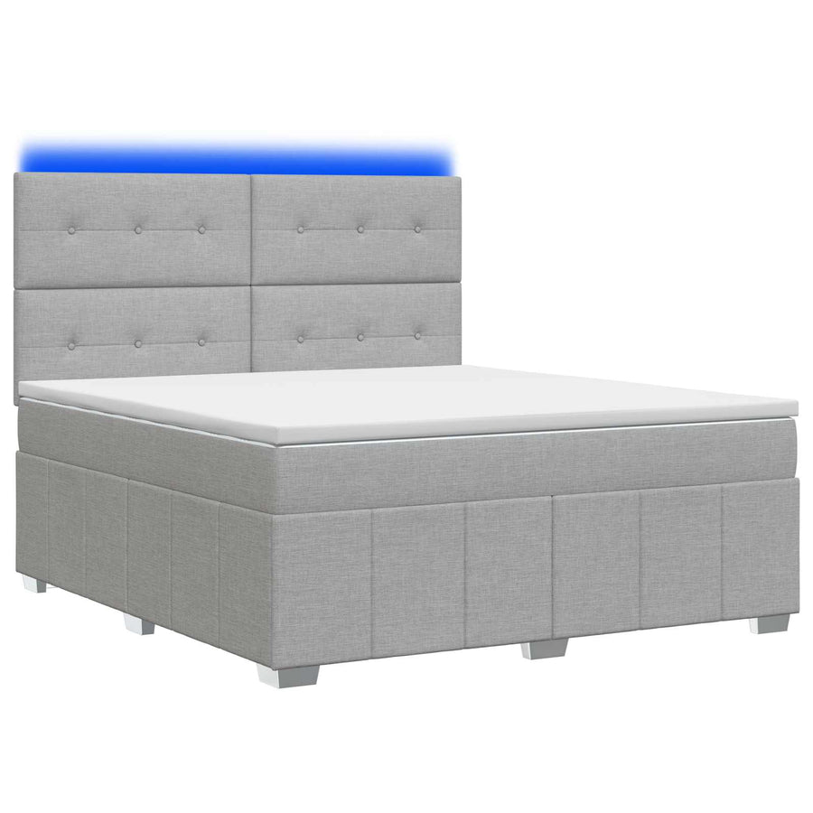 LED Boxspring Bed met Matras Lichtgrijs 180 x 200 cm Stof
