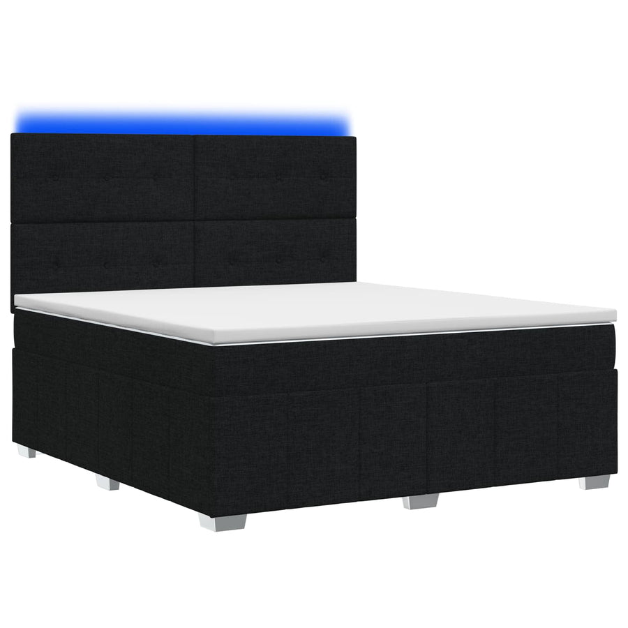 LED Boxspring Bed met Matras Zwart 180 x 200 cm Stof