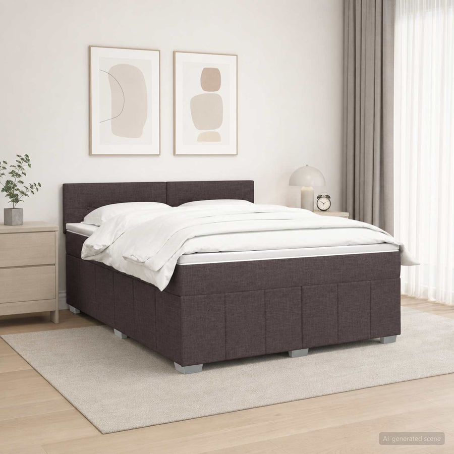 LED Boxspring Bed met Matras Donkerbruin 180 x 200 cm Stof