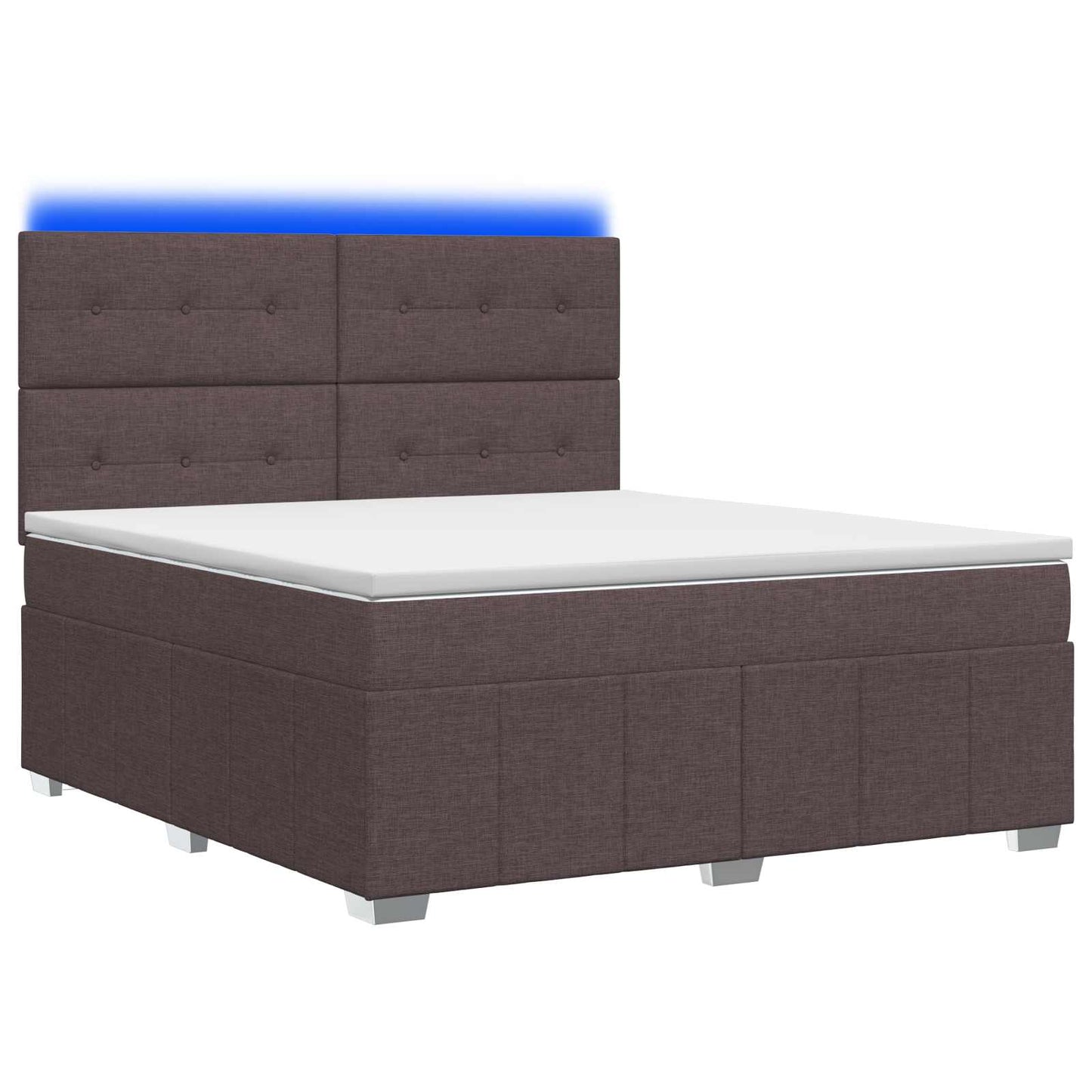LED Boxspring Bed met Matras Donkerbruin 180 x 200 cm Stof