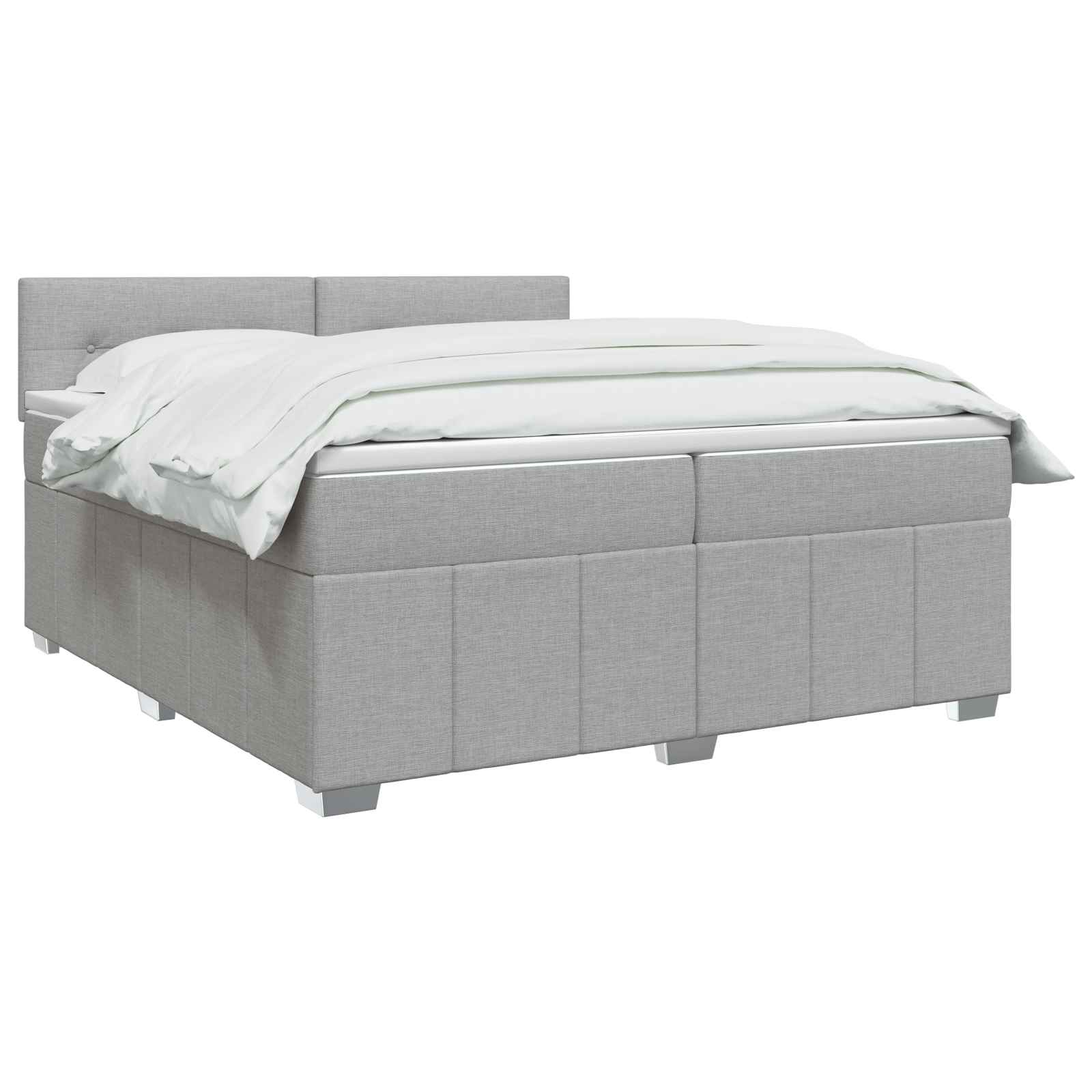 LED Boxspring Bed met Matras Lichtgrijs 180 x 200 cm Stof