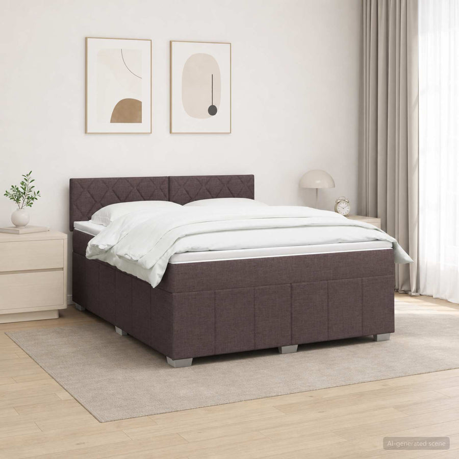 LED Boxspring Bed met Matras Donkerbruin 180 x 200 cm Stof