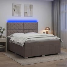 LED Boxspring Bed met Matras Taupe 140 x 190 cm Stof