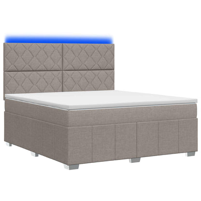 LED Boxspring Bed met Matras Taupe 180 x 200 cm Stof
