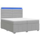 LED Boxspring Bed met Matras Lichtgrijs 200 x 200 cm Stof