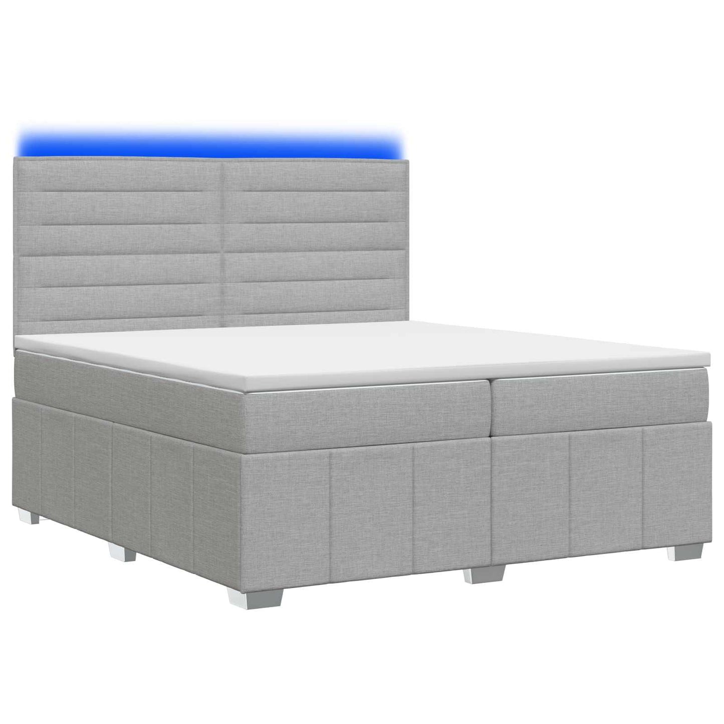 LED Boxspring Bed met Matras Lichtgrijs 200 x 200 cm Stof